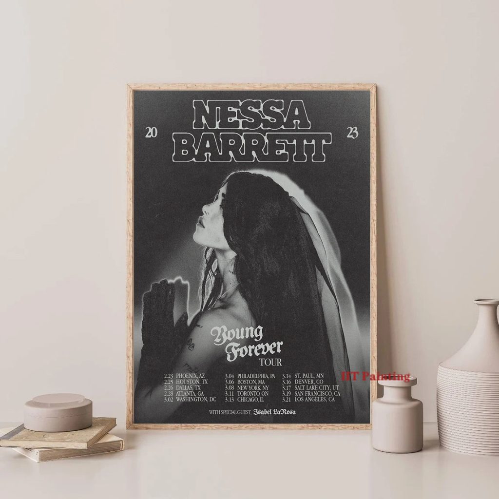 Nessa Barrett Singer Young Forever Tour 2023 Poster Canvas Painting Retro Music Wall Art Pictures Room 1 - Nessa Barrett Shop