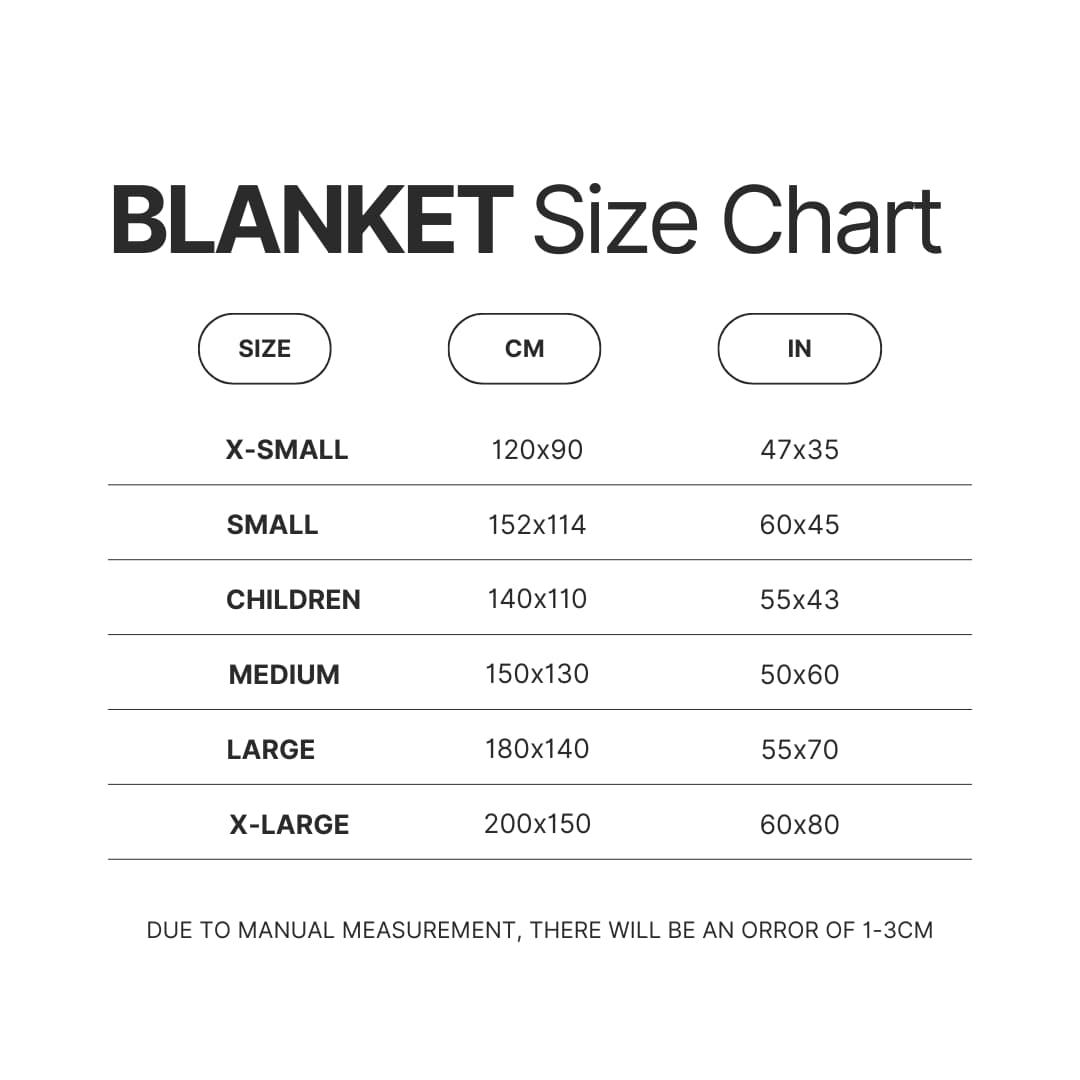 Blanket Size Chart - Nessa Barrett Shop