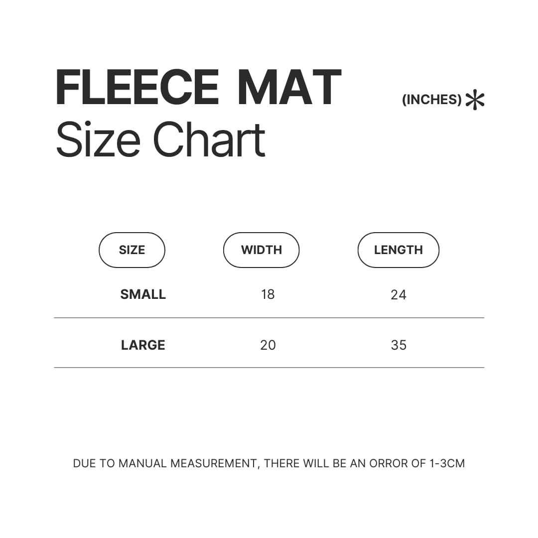 Fleece Mat Size Chart - Nessa Barrett Shop