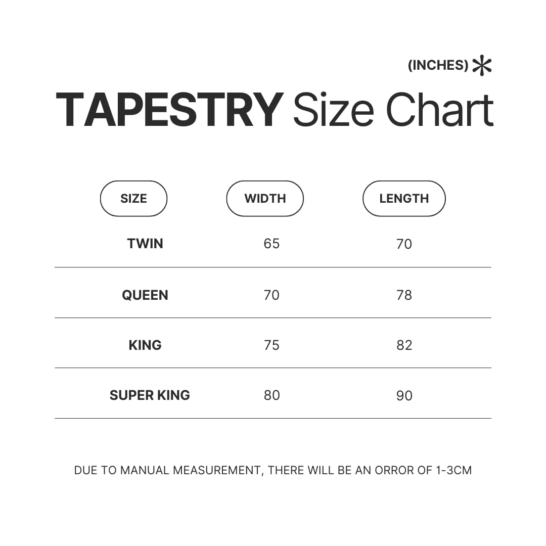 Tapestry Size Chart - Nessa Barrett Shop