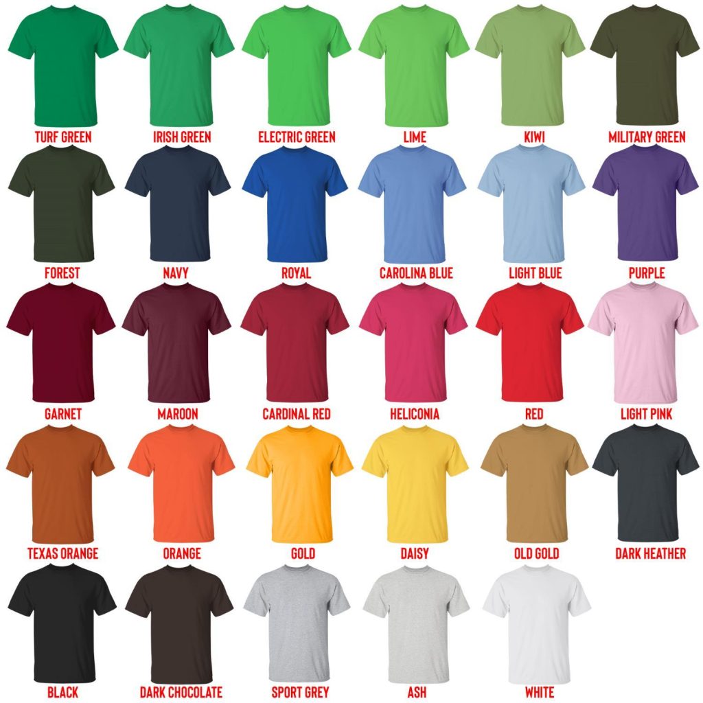 t shirt color chart - Nessa Barrett Shop